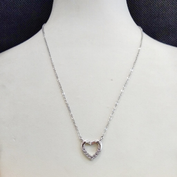 925 Sterling Silver Diamond Heart Pendant Necklace by Pratima Jewellers