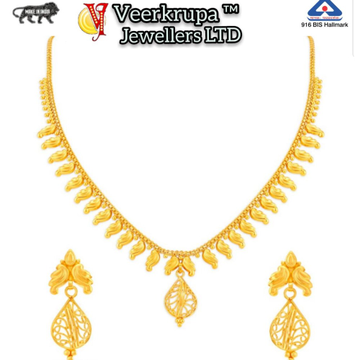 916 Gold Necklace Set With Earring by 