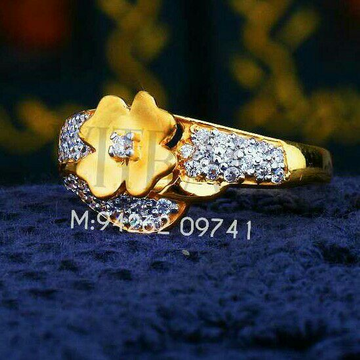 Gold Flower Cz Ladies Ring LRG -0315