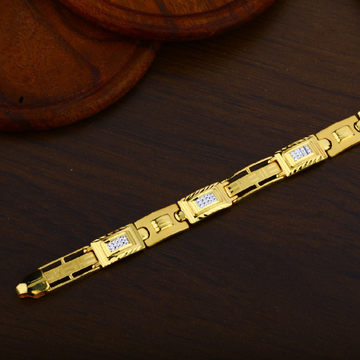 916 Gold Plain Casting Delicate Mens Bracelet-MPB5...