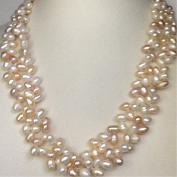 Freshwater multicolour drops pearls 2 layers necklace JPM0125