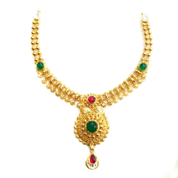 916 gold antique necklace set mga - gn005