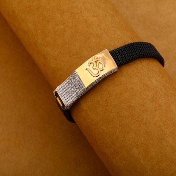 18kt rose gold gorgeous leather mens bracelet mlb3...