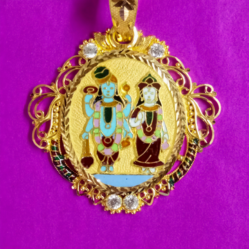 916 Gold Laxminarayan Mina Pendant by Saurabh Aricutting