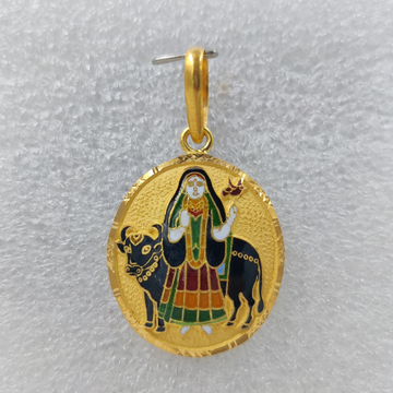 916 Gold Pithal Maa Minakari Pendant