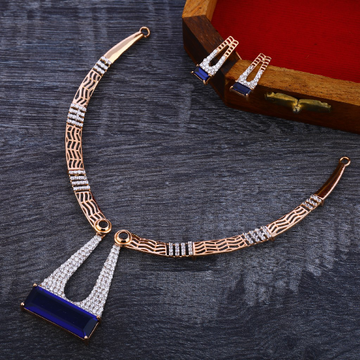 750 Rose Gold Cz Designer Necklace RN148