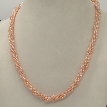 Orange seed pearls 4 layers twisted necklace jpm0333