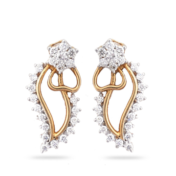 22KT Gold Heart Design Diamond Earring  by 