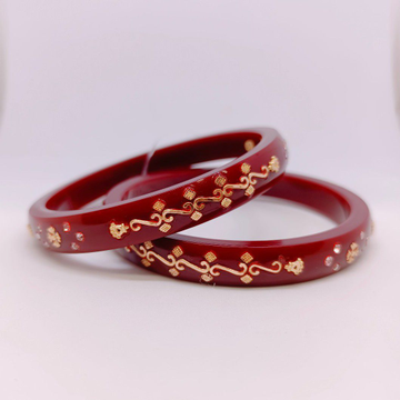 Chudi gold maroon dark colour by Ghunghru Jewellers
