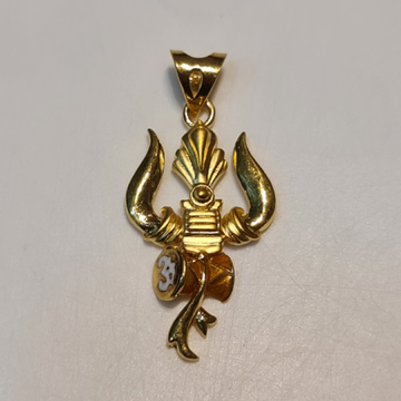 916 Gold Trishul With Damru Pendant by Sangam Jewellers