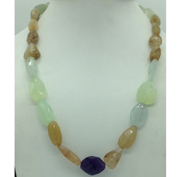 Natural Multicolour Faceted Oval Tumbles Mala JSS0159