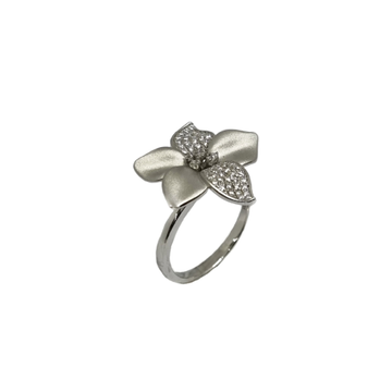 925 Sterling Silver Matte Finish Floral Ring MGA -...