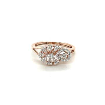 14k Rose Gold Flower Engagement Ring With Pear Sha...