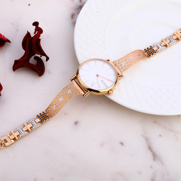 18k rose gold classy watch by 