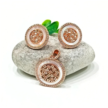 Silver Rose Gold Plated Round Shape Pendant Set by 
