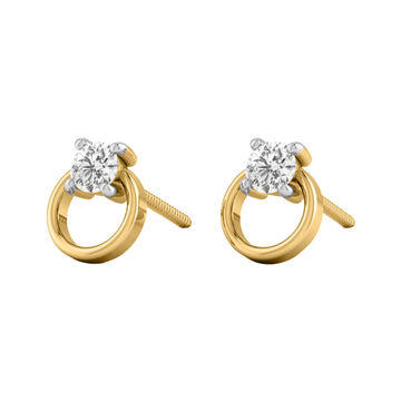 Diamond Simple 14K Gold Earrings MDER35