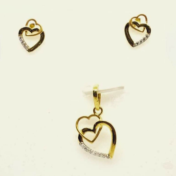 916 Gold CZ Hear Design Pendant Set by 