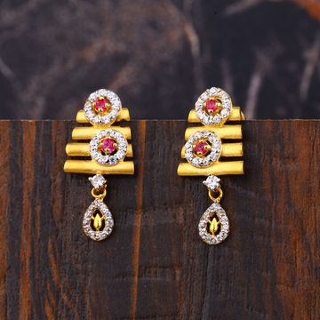 Ladies 22K Gold Fancy Diamond Earrings - LFE154