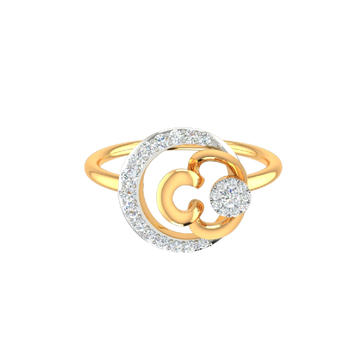 18K Gold Real Diamond Round Designer Ring MGA - SU...