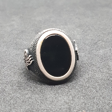 Silver 92.5 Black Stone Gents Ring by 