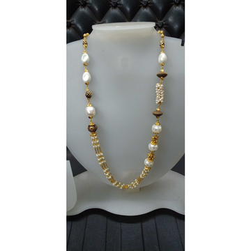 916 Gold Classic White Beaded Fancy Mala by Celebrity Jewels