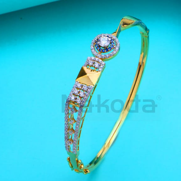750 Gold Hallmark Ladies Delicate Kada Bracelet LK...