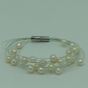 White Potato Pearls 8 Layers Wire Bracelet JBG0211