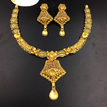 22K(916)Gold Ladies Antique Oxidised Necklace Set by Sneh Ornaments