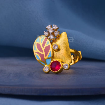 916 Gold CZ Hallmark Designer Ladies Antique Ring...