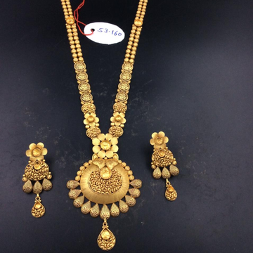 916 gold antique garish design long necklace set by Sneh Ornaments