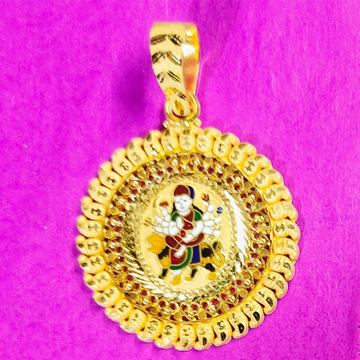 916 Gold Fancy Ambaji Ma Mina Pendant by Saurabh Aricutting