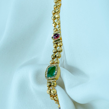 916 Gold Green Stone Antique Bracelet lB-581  by 