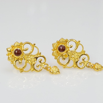 18k Yellow Gold Daily Wear Modern Earrings by 