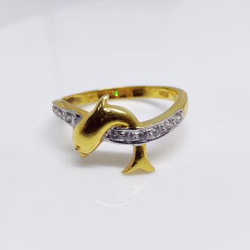 22K Gold Fish Design Diamond Ladies Ring by 