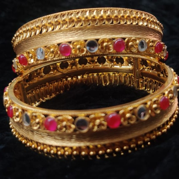 22 kt gold antique bangle's by Aaj Gold Palace