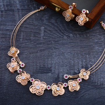 18KT Rose Gold Cz Gorgeous Necklace Set RN108