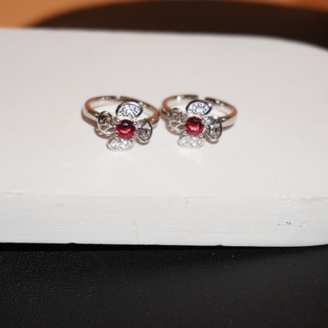 925 Silver Lightweight Red Stone Toe Rings 124R332