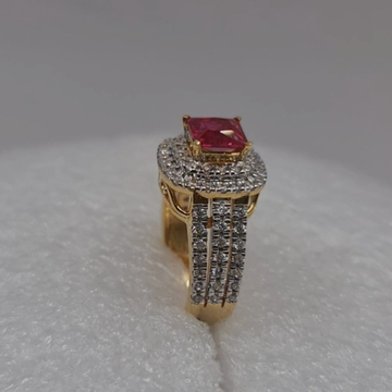 18Kt Gold Pink Stone Ring by Sangam Jewellers
