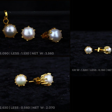 18 kt single stode moti khulsh earrings design by Saideep Jewels