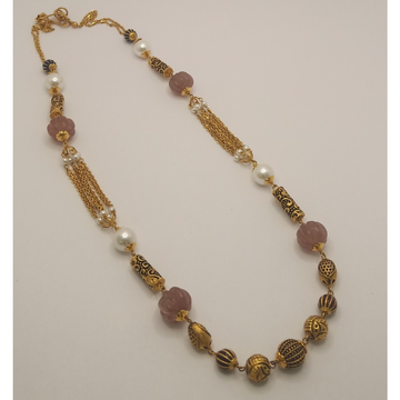 22k gold antique beads with stone mala by 