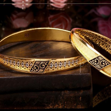 Gold light weight bangles by Saideep Jewels