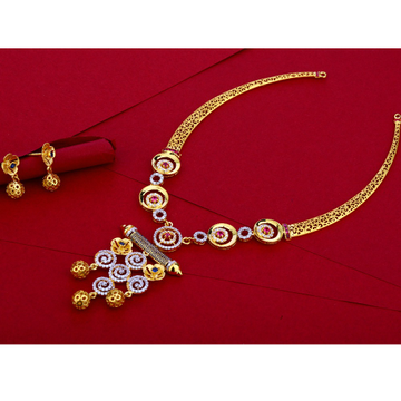 22KT Gold CZ Stylish Ladies Necklace Set LN69