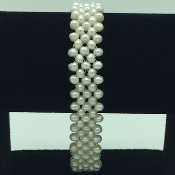 White Flat Pearls Jaali Bracelet JBG0123