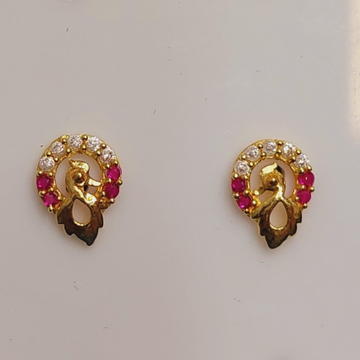 18k Gold peacock Design Earrings by D.M. Jewellers