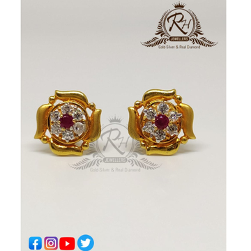 22 carat gold red stone daimond butti RH-ER302