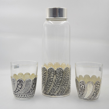 Designer Silver Bottle & Glass by 