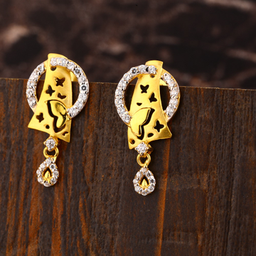 22CT Gold CZ Women's  Classic Hallmark Earring LFE...