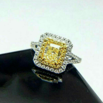 Fancy Gold Emerald Colored Diamond Ring White by Shri Datta Jewel