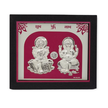 999 silver laxmi ganesh frame for diwali gift fram...