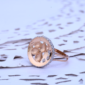 Ladies Rose Gold Cz 18K Designer Ring-RLR229